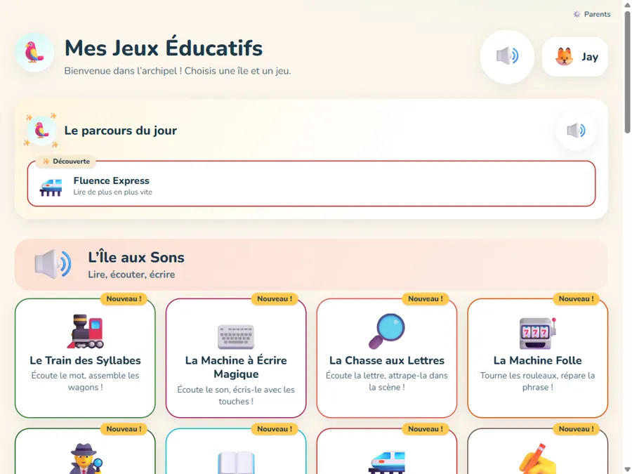 L'Archipel : la carte des îles et de leurs jeux
