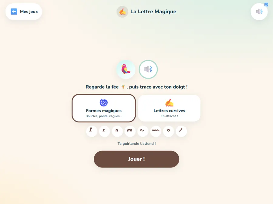 La Lettre Magique : tracé des lettres cursives au doigt